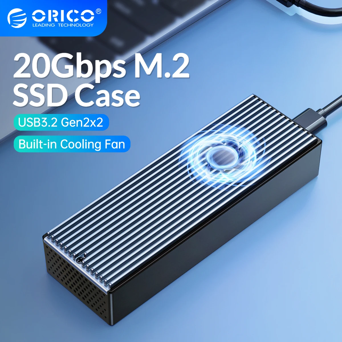 ORICO LSDT 20Gbps M.2 NVME SSD Case with Built-in Cooling Fan For M.2 NVME 2230 2242 2260 2280 SSD Type-C M2 NVME SSD Enclosure