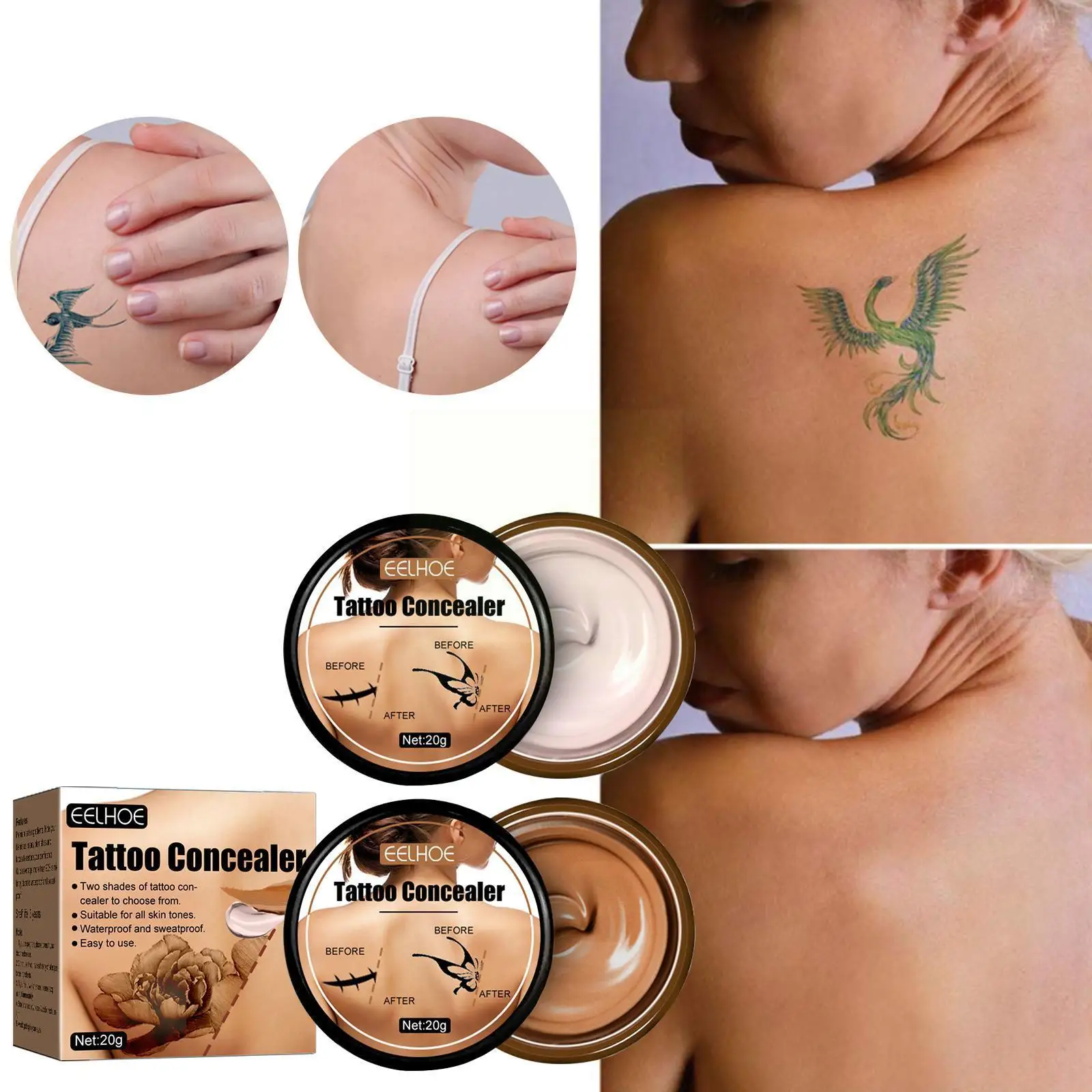 

20ml Tattoo Concealer Waterproof Tattoo Concealer Sweat Proof Skin Foundation Cover Freckles Scar Cover Concealer For Tatto G9u5