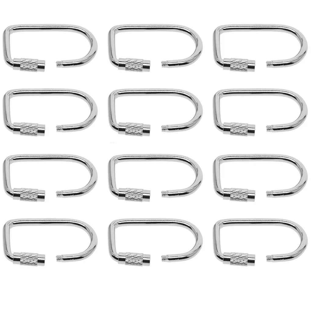 

12 Pcs Quick Links Key Rings Rectangular Key Chain Buckle Steel Wire Carabiner Stylish Outdoor Office Camping Carabiners