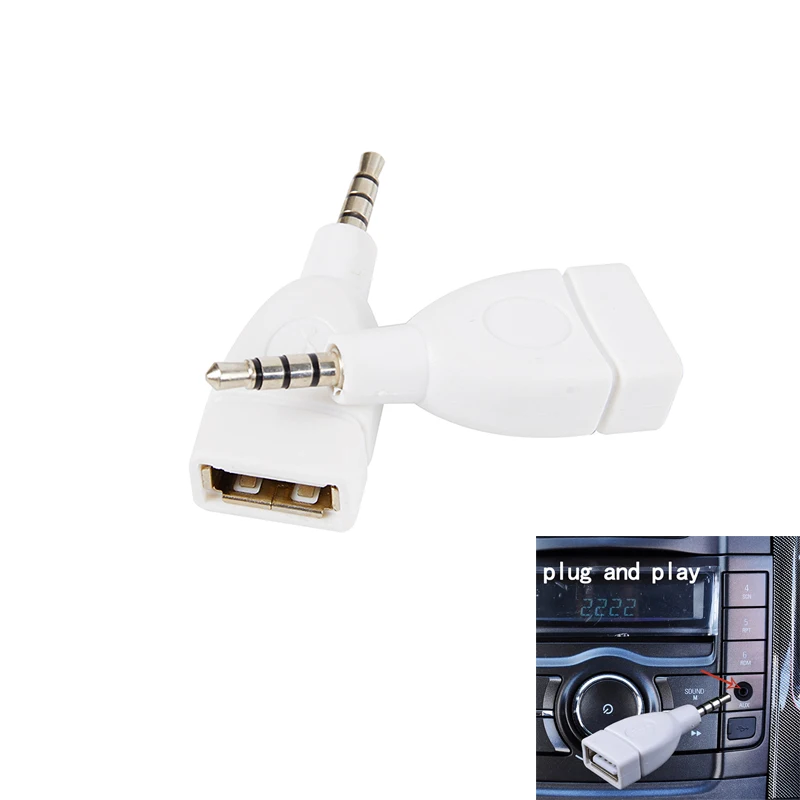 

1 шт. аудиоконвертер 3,5 мм штекер AUX аудио разъем к USB 2,0 гнездовой конвертер адаптер для автомобильного аудио