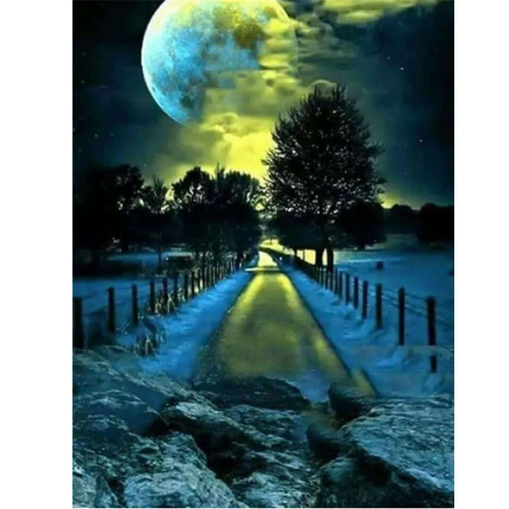 

2369-419.93 painting moon night scene filling suitable for adults hand-painted suit handicraft design