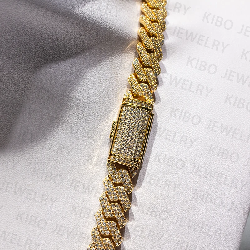 Модное серебро 925 пробы муассанит кубинское ожерелье 2024 мужское 12 мм кубинская