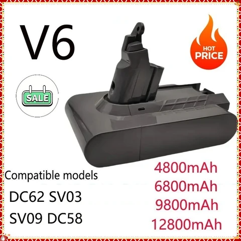 Аккумулятор для Dyson V6 21.6В 4800/6800/9800/12800 мАч