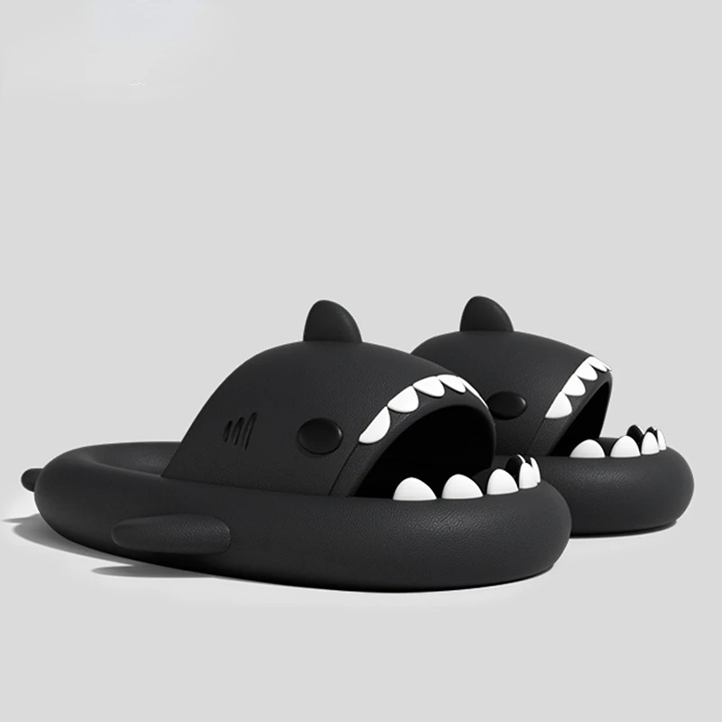 

New Style Summer Shark Slippers Mens Fashion Slippers Solid Color Casual Home Shoes Eva Non-slip Shoes Womens Beach Shark Slides