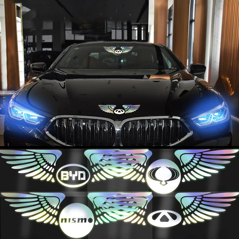 

Multicolored Laser Angel Wing Reflective Car Stickers Car Body Logo Sticker Car Door Decoration Decals for BMW M Mercedes Audi