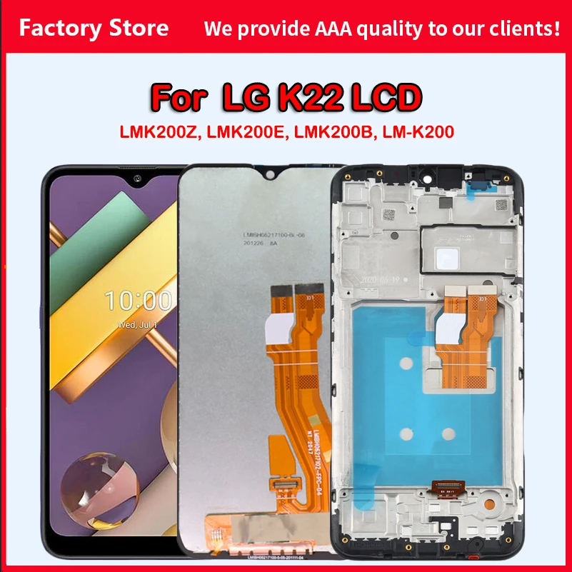 

ЖК-дисплей с рамкой для LG K22 LMK200Z LMK200E LMK200B LM-K200, 6,2 дюйма