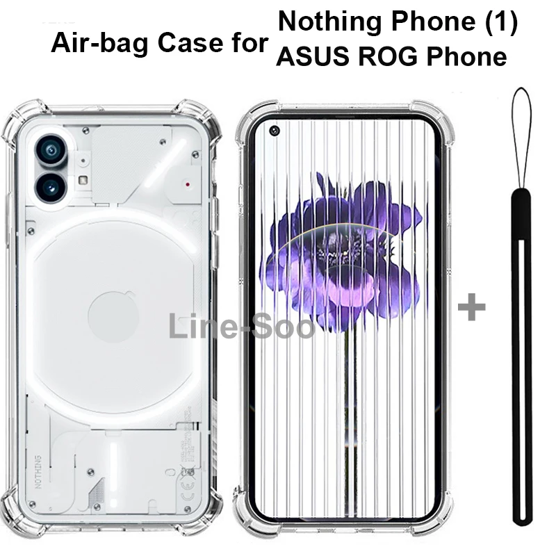 

Airbag Shockproof TPU Case for Nothing Phone 1 One (1) Cover Transparent ASUS Rog Phone II III 2 3 5 5s 6 Pro Cas with Lanyard