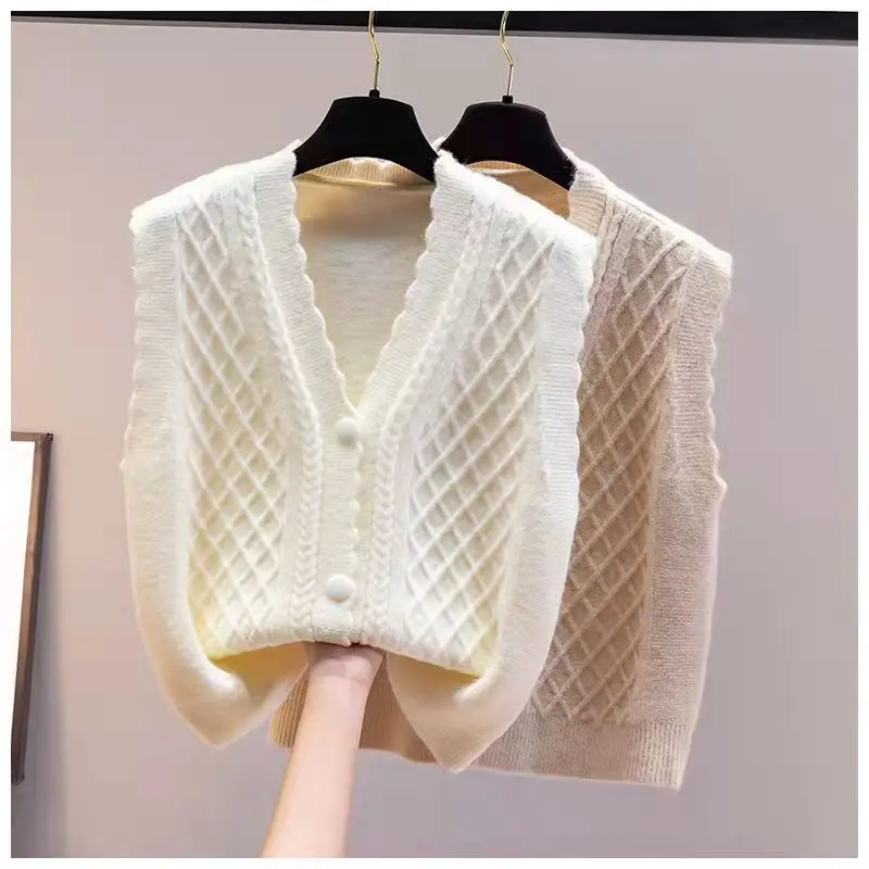 

Женский трикотажный жилет, однотонный Повседневный жилет с V-образным вырезом, без рукавов, M43, весна 2023