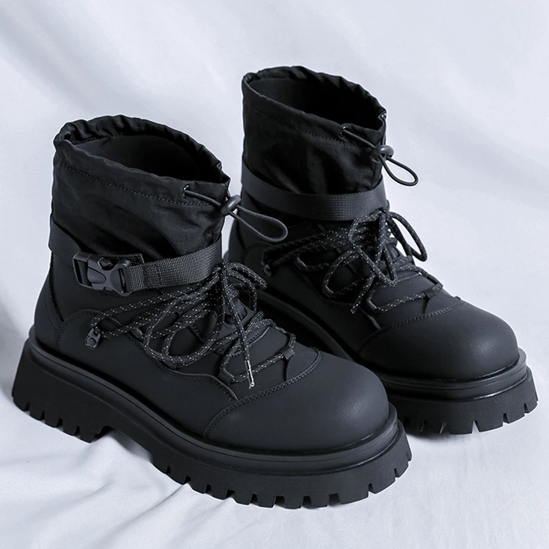 Мужские мотоциклетные ботильоны на платформе брендовые удобные повседневные