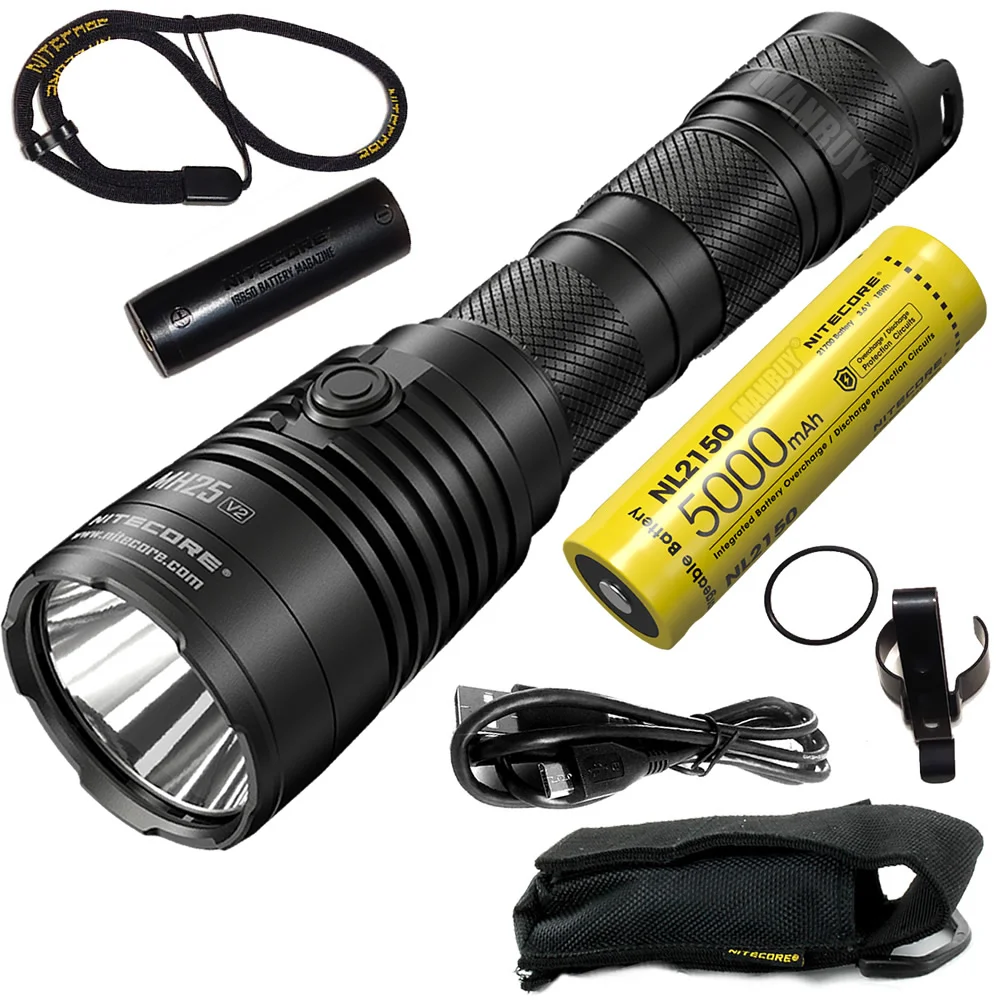 

100% Оригинальный перезаряжаемый тактический фонарик NITECORE MH25 V2 1300 люмен type-C, батарея 5000 мАч, фонарь для кемпинга и охоты