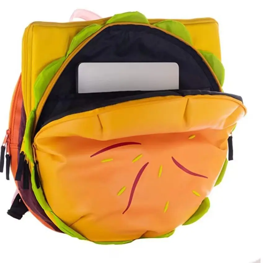Y2K Korean Hamburger Kawaii Book Bag Cute Pu Leather Backpack Student Bags Schoolbag Kids Travel Girls Ladies Backpacks Women