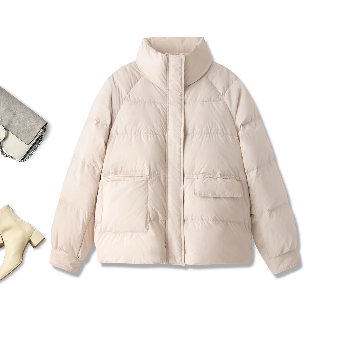 High-quality 90%  White Duck Down Jacket Women  Casual  Autumn/Winter  Casaco Feminino  Wide-waisted  Zipper Thin Coat