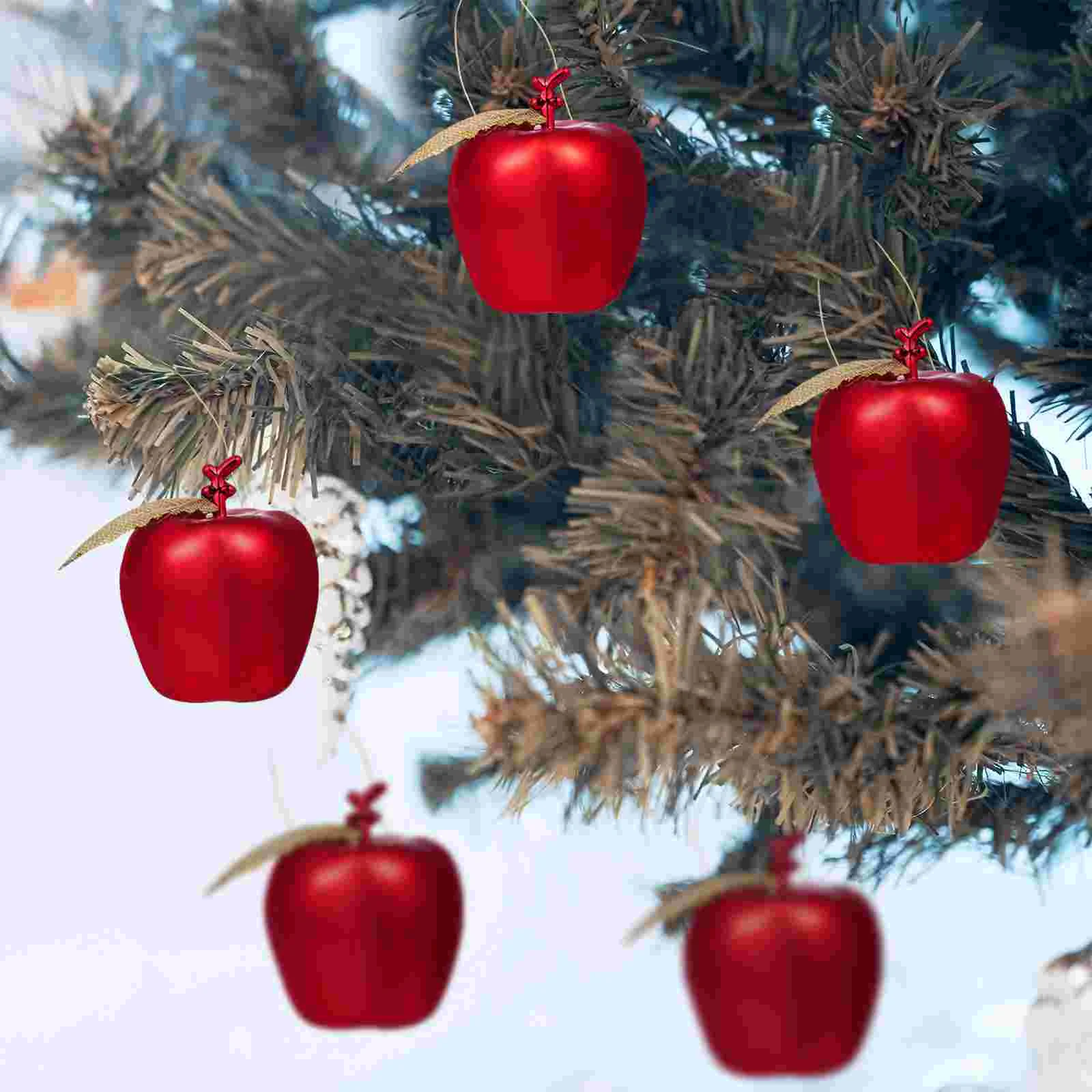 

4cm Red Gold Apples Christmas Tree Hanging Pendants Fruit Ornament Christmas New Year Decoration