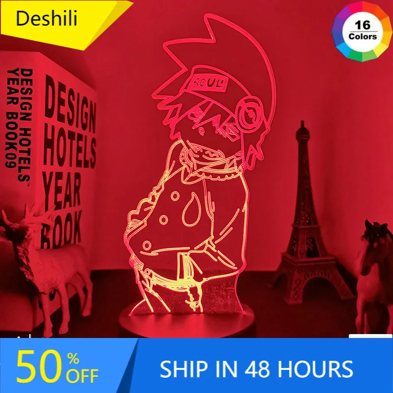 

Акриловая 3d-лампа, фигурка Пожирателя аниме, светильник для детской спальни, Декор, разноцветная настольная лампа Rgb, Пожиратель души, свето...