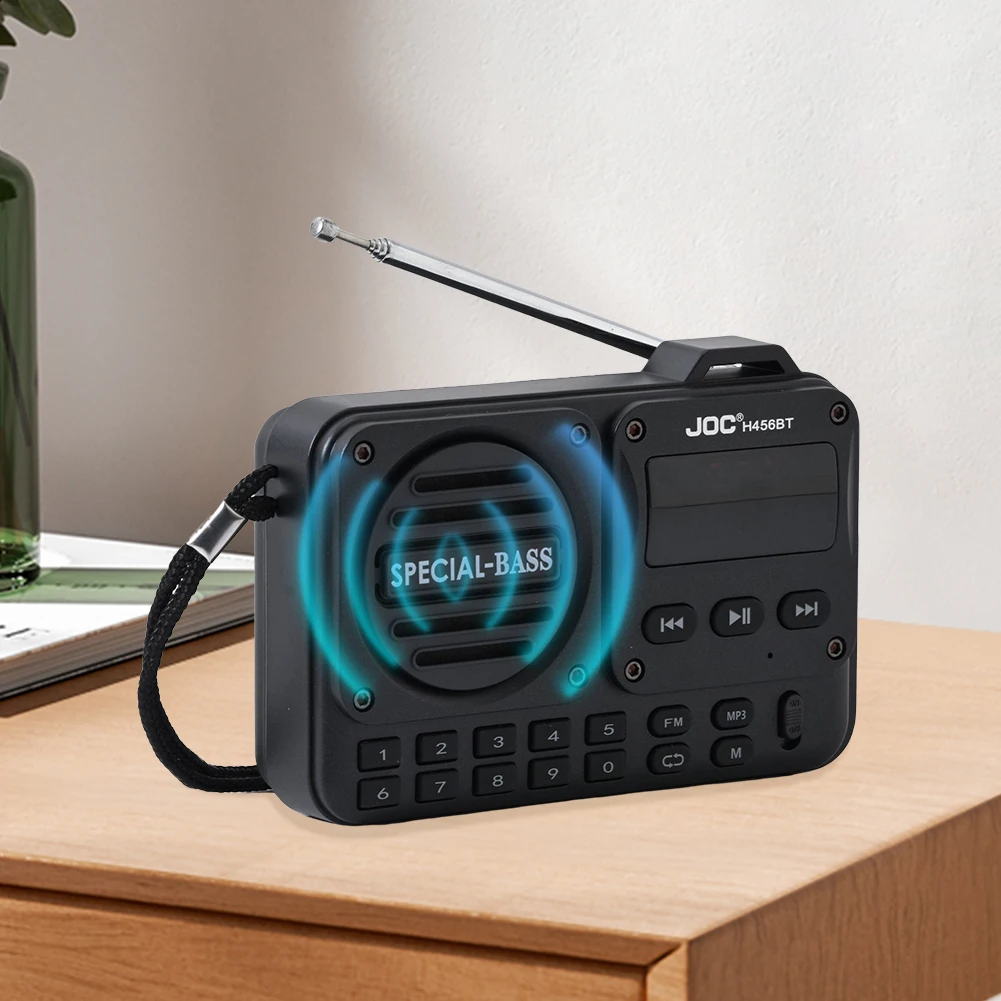 FM портативное радио перезаряжаемый радиодинамик BT 5.4 со светодиодным дисплеем