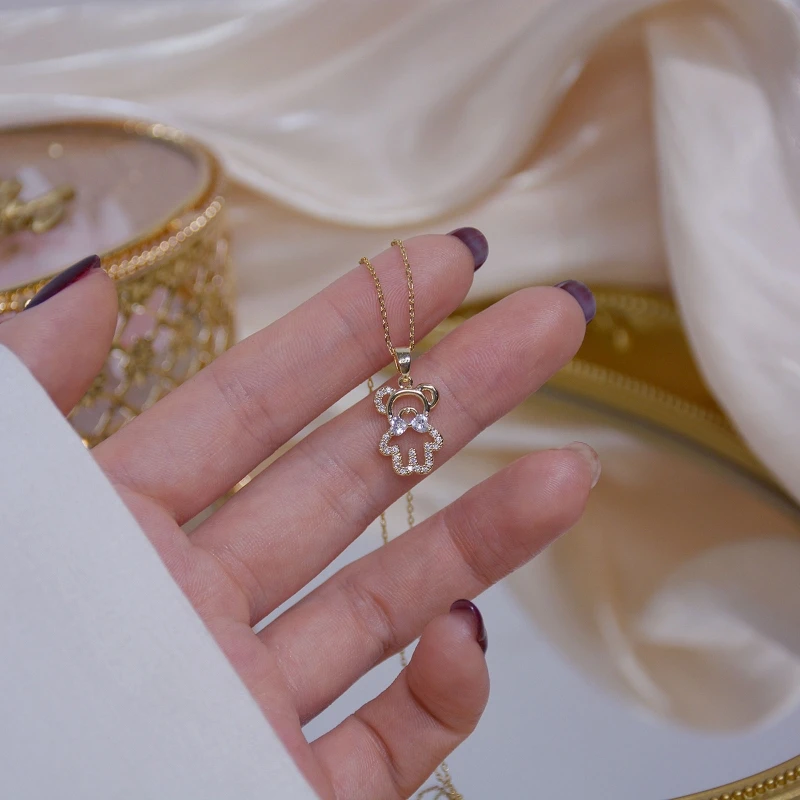 E15E кулон плюшевый мишка ожерелье для девочек милое искусственное медведь