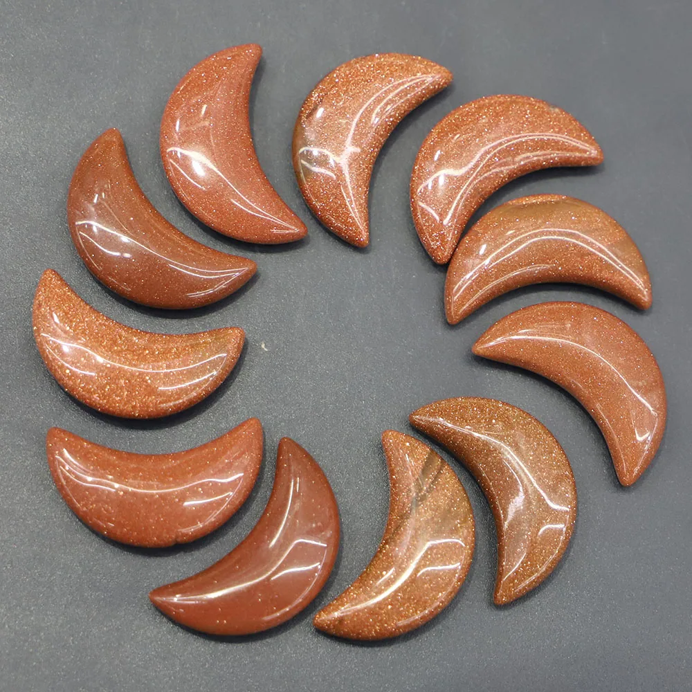 

Натуральный золотой песок в форме Луны, драгоценный камень, украшение для дома, ожерелье, подвески, изысканные подарки, ювелирные аксессуары, оптовая продажа, 10 шт.