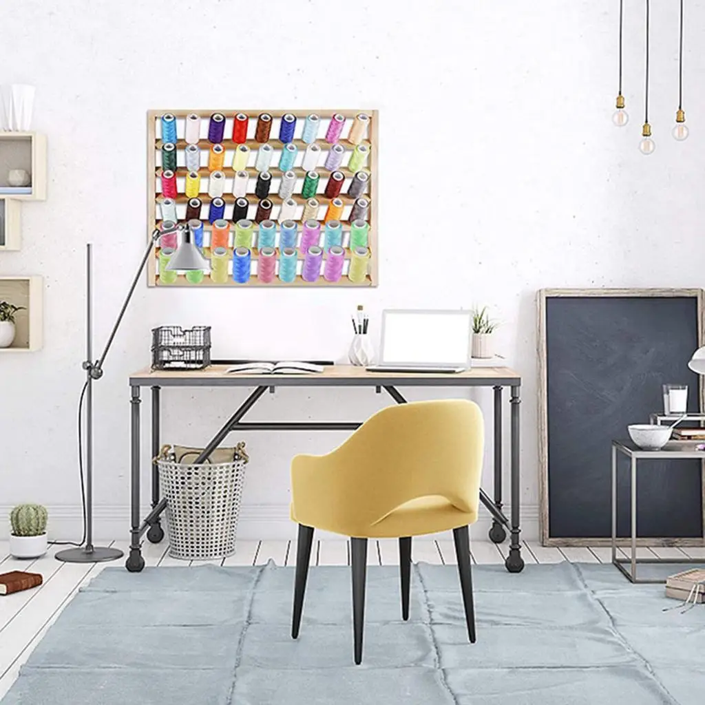 Подставка для ниток с 54 катушками деревянный держатель органайзер шитья