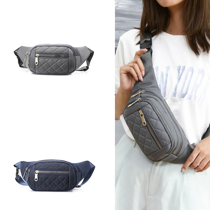 Custom Fashion Red Outdoor Chest Shoulder Bag Sports Backpack Grid Fanny Pack Crossbody Pouch Waist Bag For Women