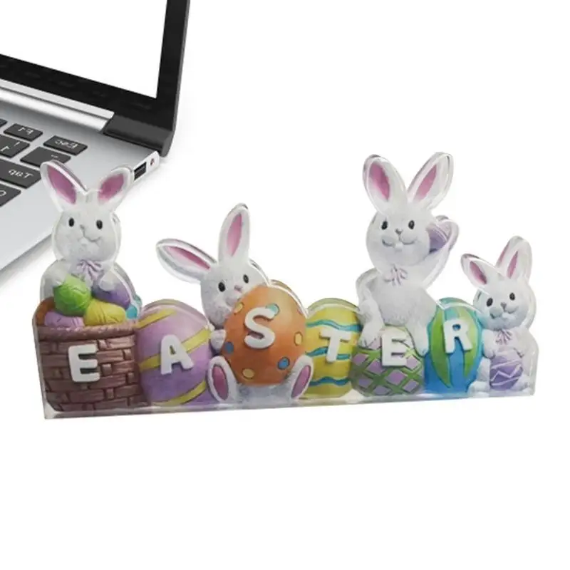 

Acrylic Bunny Decorative Easter Rabbit Table Sign Acrylic 2D Easter Bunny Statue Rabbit Table Egg Decorations For Girl Baby