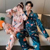 matching lovers couple pajamas sets unisex silk sleepwear soft pyjama nightgown long pajamas women men silk pajama set xz35f
