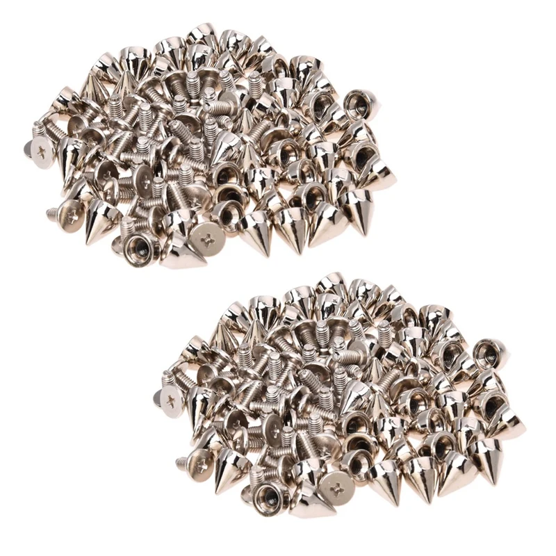 

BMBY-100Pcs Metal Cone Screwback Spikes Stud Leather Cloth Craft DIY Goth Punk Spot