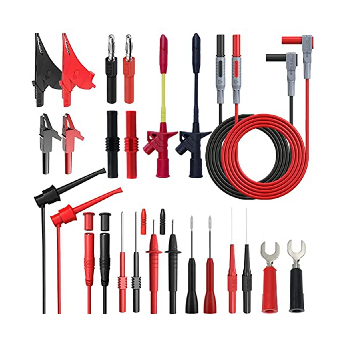 

24 Pcs Multimeter Test Leads Set with Alligator Clips, Insulation Piercing Test Clip and Test Probes 1000V 10A III