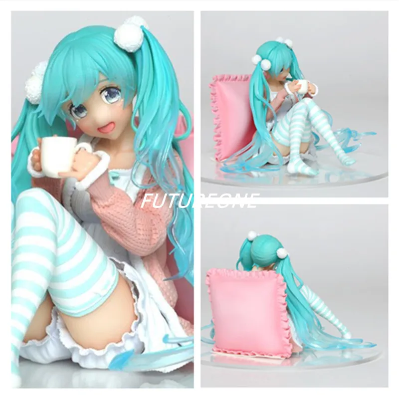 

12CM Anime Model Miku Normal Clothes Pajamas Sitting Posture Action Figure Kawaii Pvc Model Doll Decoration Toy Gift Exquisite