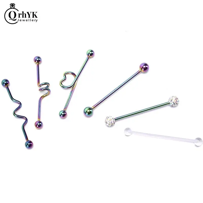 6 шт./компл. Горячая новинка модные промышленные серьги-штанги Сердце Стрела