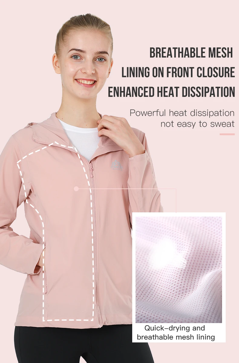 AONIJIE FW5136 Newest Women Female Waterproof Sports Thin Jacket Windbreak Hooded Coat Breathable For Gym Running Hiking