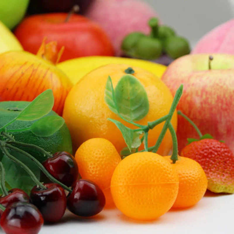 

Variety Artificial Fruits Plastic Fake Fruit Kitchen Table DIY Home Decoration Food Photography Prop Garden Wedding Party Decor