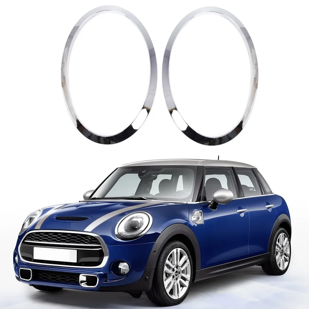 

Для MINI Cooper F55 F56 F57 2014+ хром, серебристый, левый и правый передние фары, рамка, кольцо для бровей, замена накладки
