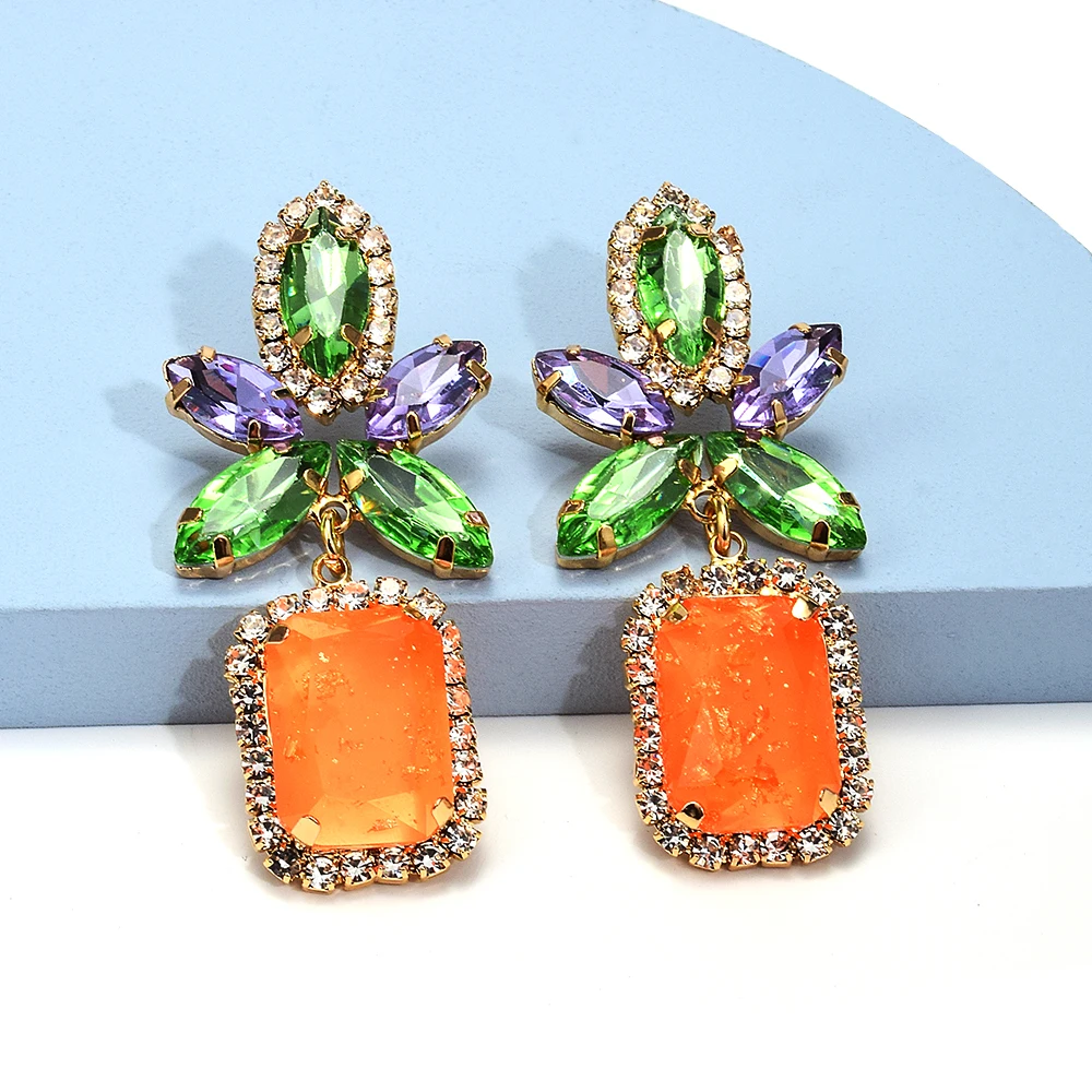 

New Arrival Crystal Dangle Earrings Cute Trendy Geometric Drop Earrings Boho Jewelry Accessories For Women Girls