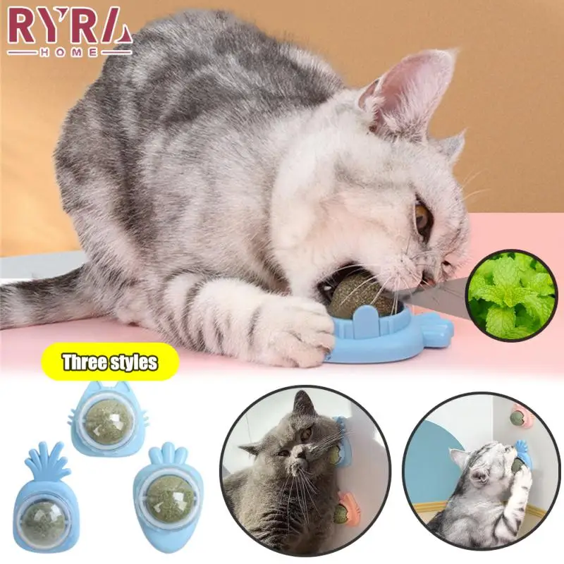 

Catnip Balls Wall Stick-on Ball Toys Rotatable Cat Mint Ball Healthy Natural Removes Hair Balls To Promote Digestion Cat Snacks