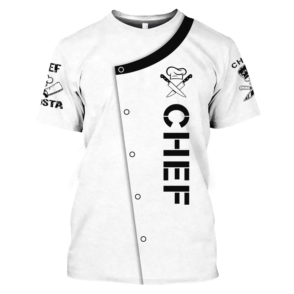 

Chef T Shirt Fake Suit Cook Print Tee Summer Quick Dry Funny Uniform Oversized Short Sleeve Top High Quality O-neck Men T-Shirts