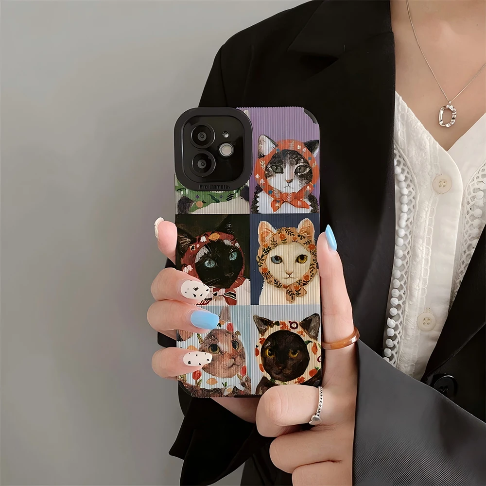 Полноэкранный чехол для телефона Cute Cat Art Illustration Pupil OPPO A94 A93 A91 A76 A74 A72 A55 A54 A53 A5 A9 A15 A7