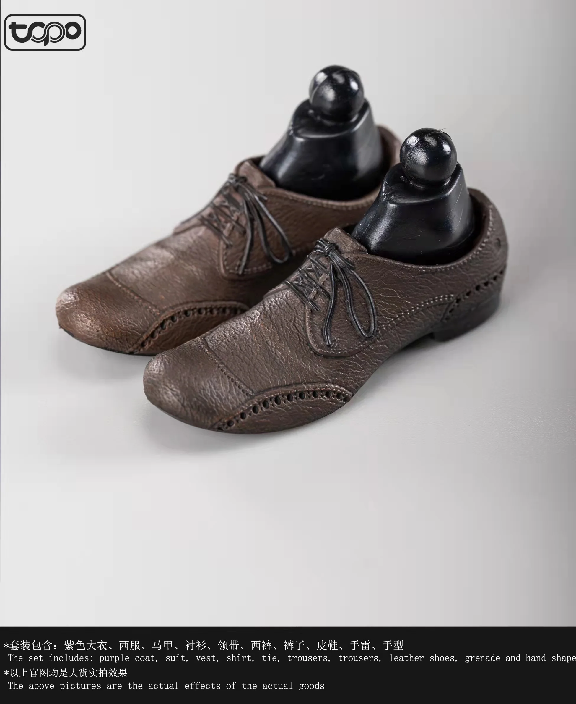 

TOPO 1/6 Heath Ledgers Clown High Precision Black Leather Shoe Model Toy with Ankle Connector fit 12" Male Body