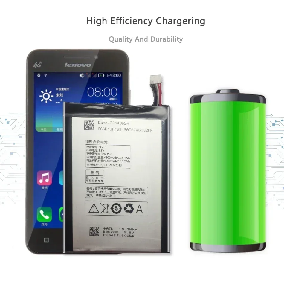 Мобильный телефон BL211 4100MAh для Lenovo P780 BL-211 аккумулятор смартфона