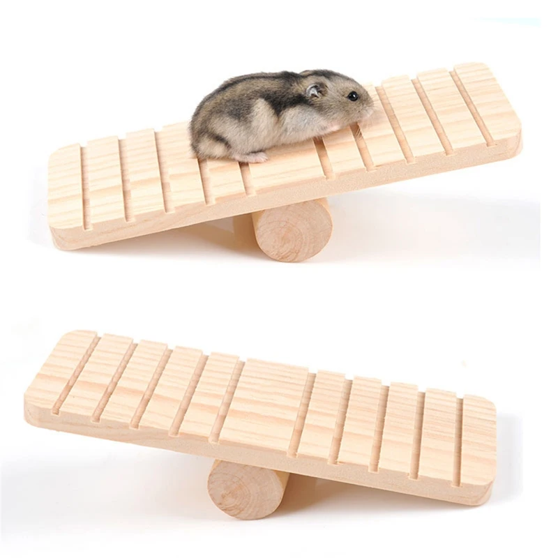

Hamster Seesaw Swing Board Wooden Climbing Toy Cage Creative Exercise Gift for Small Animals Gerbil Hedgehog Ferret