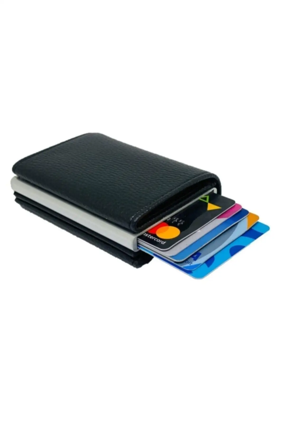 

Credit Card Holder 2020 Wallet Automatic Mechanism Magnet Leather Black Men's Card Holder Wallet with Money Eyes