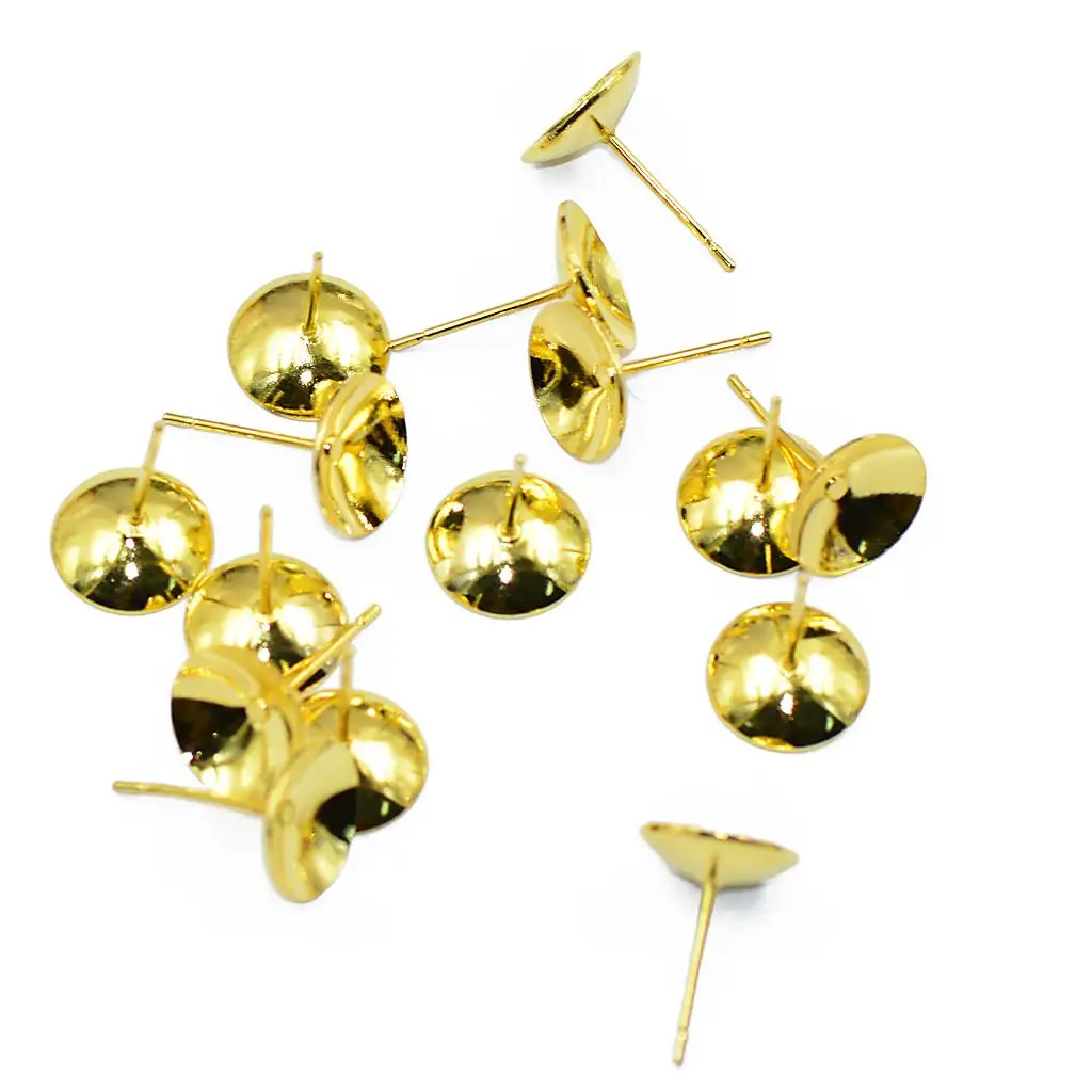 

20x Earrings Findings Ear Post Stud And Stoppers Gold