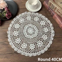 round 40cm pastoral cotton handmade crochet flowers placemat table coth coffee tea mug pad wedding banquet home decor 7colors