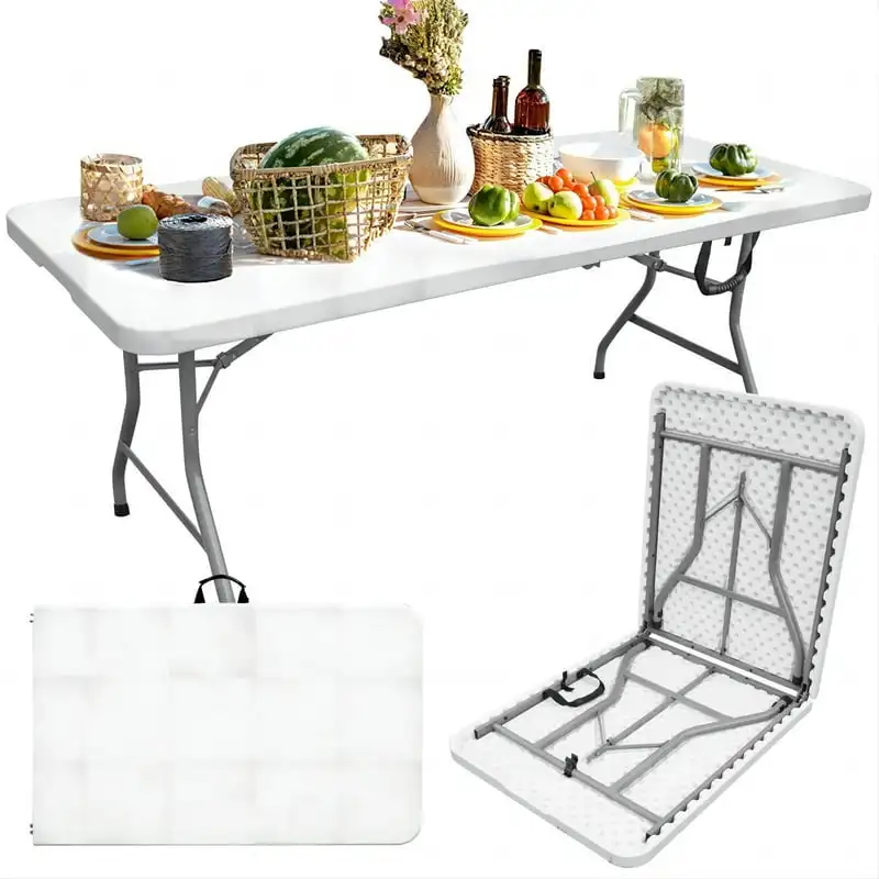 

72 "пластиковый прямоугольный Банкетный складной стол на 6 футов для помещений и улицы, белый