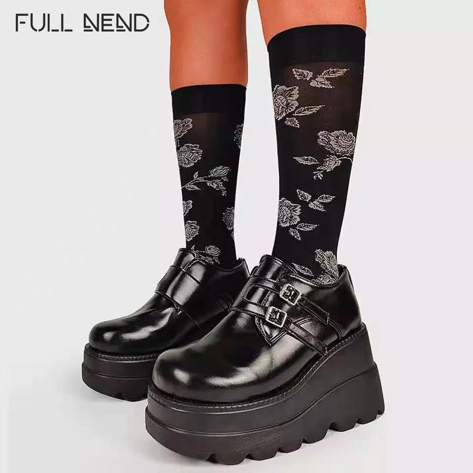 

Lolita Shoes Cute Mary Janes Pumps Platform Wedges Women Shoes Large Size 43 Pumps Sweet Gothic Punk Shoes Woman Leather Shoes