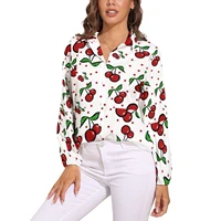 cherry blouse fruit pullover kawaii office shirt female printed top shirts