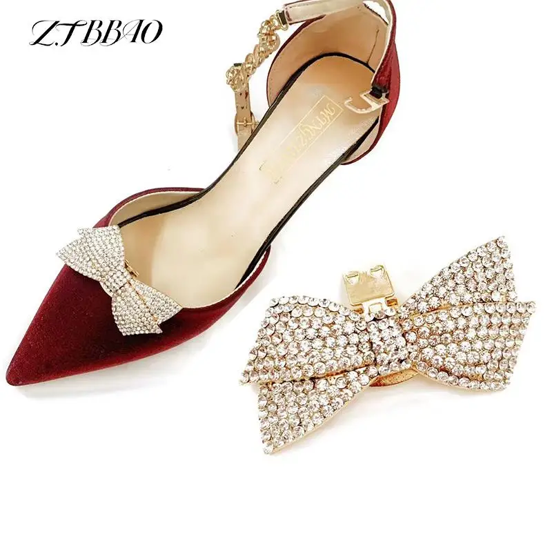

1Pcs Detachable Bowknot Shoes Clips Fashion Rhinestones Wedding Bridal Shoes Buckles DIY High Heels Decorations Accessories