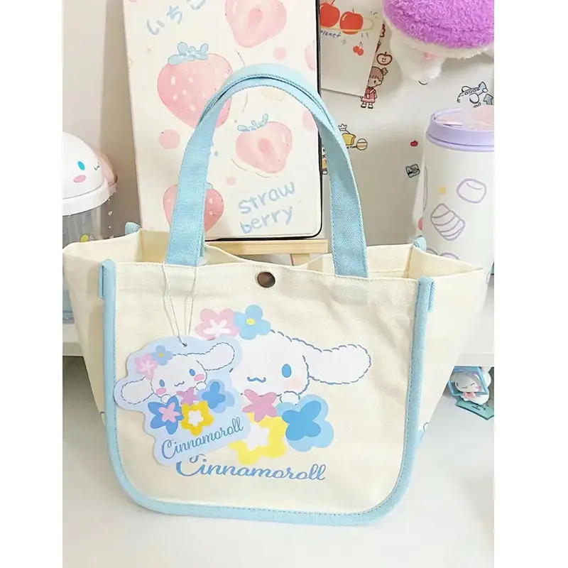 

Kawaii Sanrio Kuromi Cinnamoroll My Melody ручная сумка большой емкости Холст Мультфильм Удобный Ланч-бокс студенческая работа подарок на день рождения