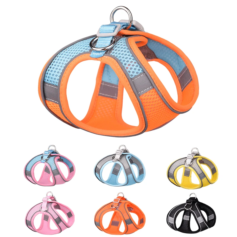 

Dog Harness Vest Chest Cat Collars Rope Small Dogs Reflective Breathable Adjustable Outdoor Walking Travel Pet Supplies