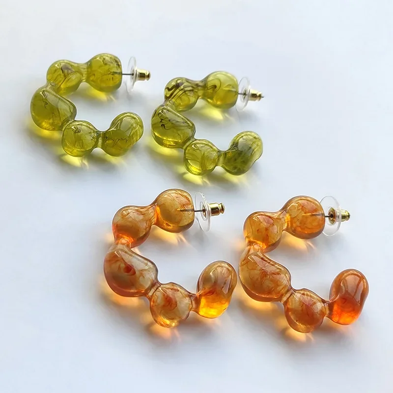 Полупрозрачные желейные серьги C-образной формы для женщин ярких цветов милые