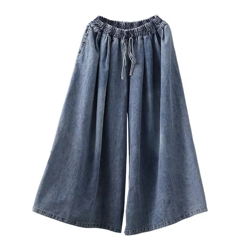 Women High Waist Vintage Retro Pants Spring Summer Cotton 2023 Denim Loose Wide Leg Pants Female Trousers Vintage Clothes